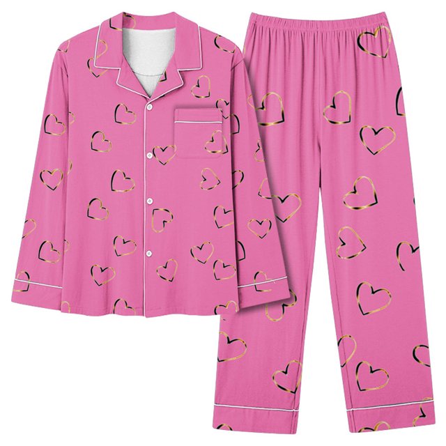 MeetoTime Women's Fall Pajama 2 Piece Outfit Long Sleeve Button Up Top and Pants Sleepwear Set