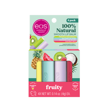 Eos 100% Natural Lip Balm Sticks- Fruity Variety Pack, 0.14 oz, 4 per Pack
