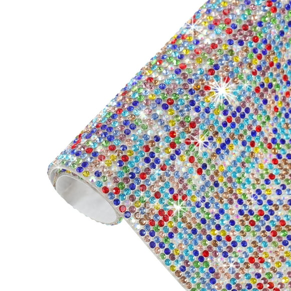 Unique Bargains Feuille de Strass Autocollante 4.72 x 7.87 Pouces Décoration de Voiture DIY Jaune Coloré