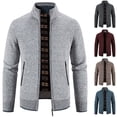 thumbnail image 3 of Suéter de otoño e invierno para hombre, abrigo con forro polar, grueso, informal, cálido, cárdigan, suéter con cuello alto, 3 of 5