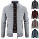 thumbnail image 4 of Suéter de otoño e invierno para hombre, abrigo con forro polar, grueso, informal, cálido, cárdigan, suéter con cuello alto, 4 of 5