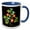 Blue/White, variant on 3drose, Futuristic Floral Morning Glory Abstract Art, 15oz Two-tone Blue Mug