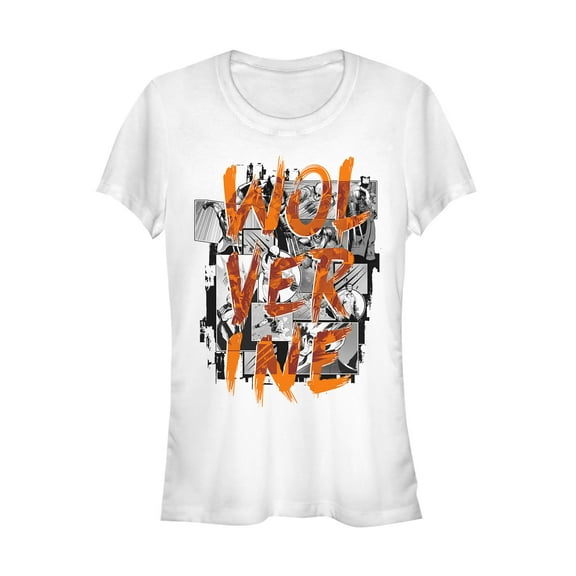 Junior's Marvel X-Men Wolverine Gray Grayscale Scene  Graphic Tee White Small