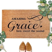 Bible Verse Amazing Grace How Sweet The Sound Lucky Shamrock Doormat Bath Rug Welcome Mat Non-Slip Dust Floor Carpet for Kitchen Front Hall Lawn 18x30 Inch