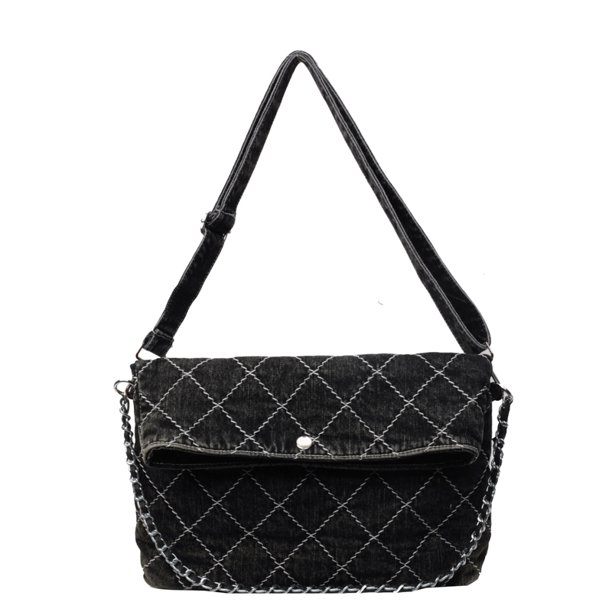 Bolso Hombro Mujer Denim Acolchado Correa Ajustable para Fiesta