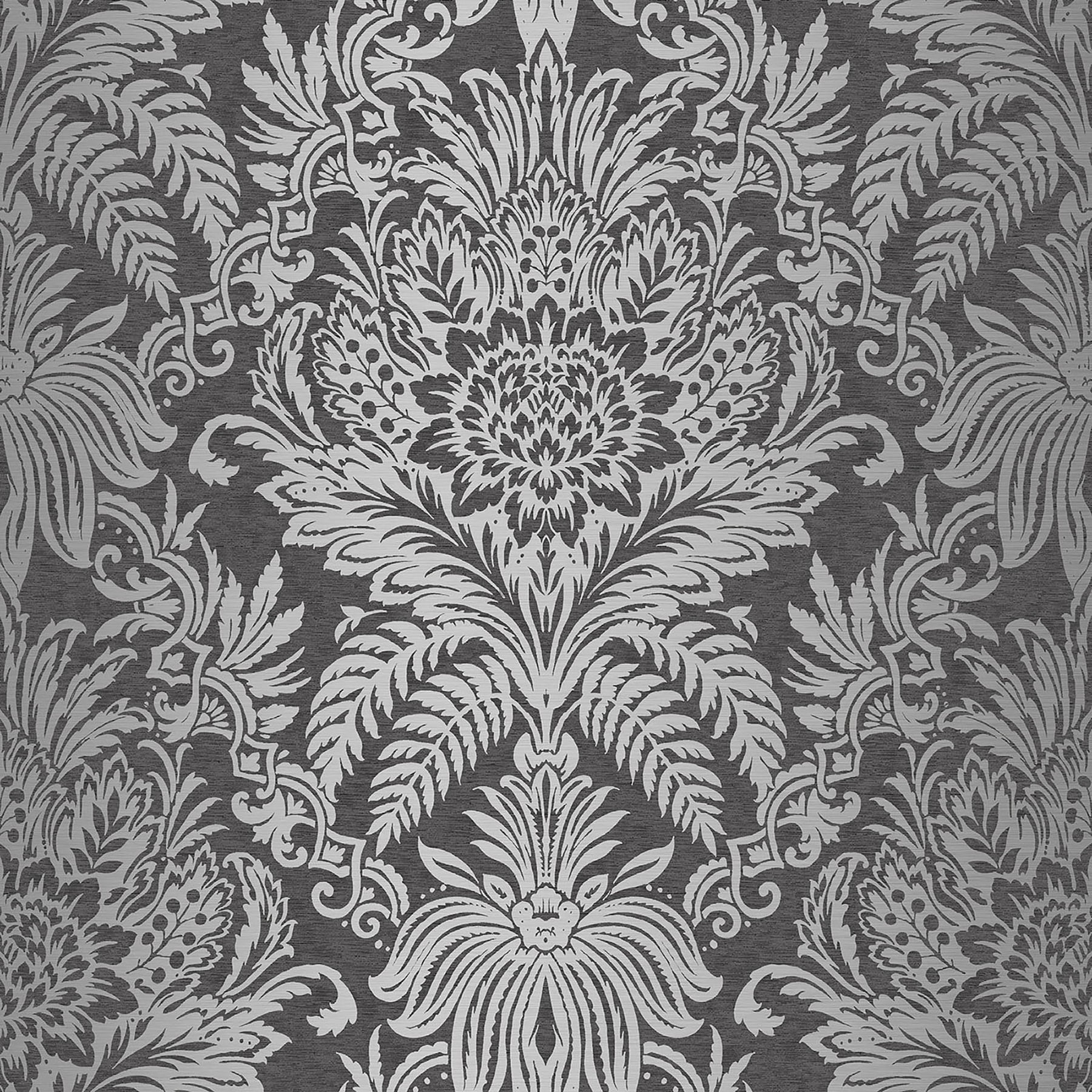 Crown Signature Charcoal Damask Wallpaper