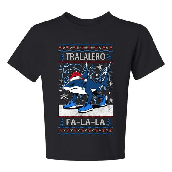 Wild Bobby Tralalero Fa La La Brainrot Christmas Sweater | Holiday Unisex Boys Girls Graphic Youth T-Shirt