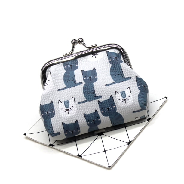Monedero con estampado de gatito, pequeño, fresco, de dibujos animados, para estudiantes, monedero para mujer, bolso creativo de mano para niños