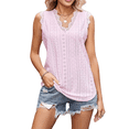 thumbnail image 1 of Camisola Elegante de Jacquard para Mujer, con Apliques de Encaje, Sin Mangas, Color Liso, con Cuello en V. Rosa XL, 1 of 9