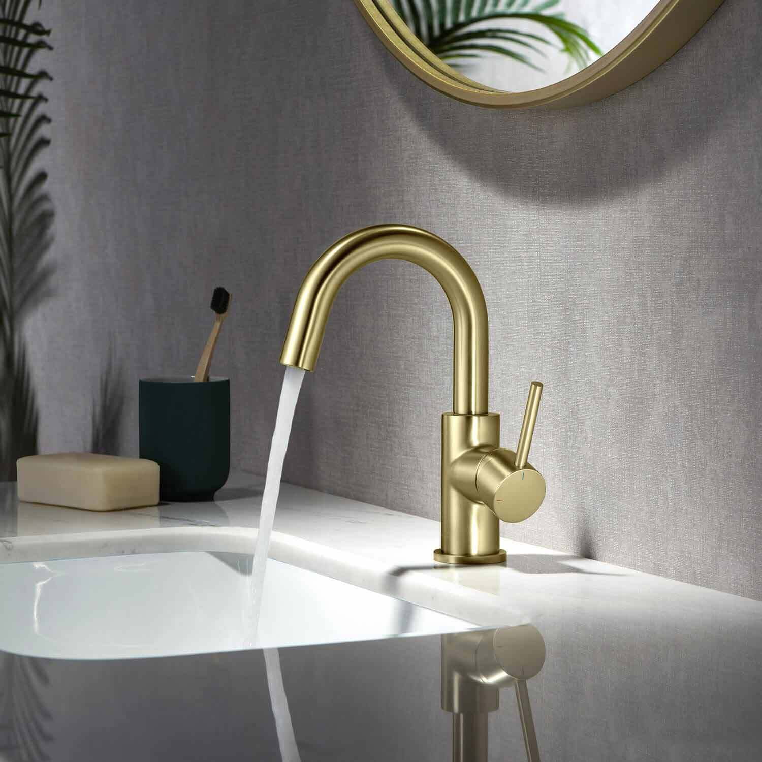 Kibi Circular Single Handle High-Arc Bathroom Sink Faucet