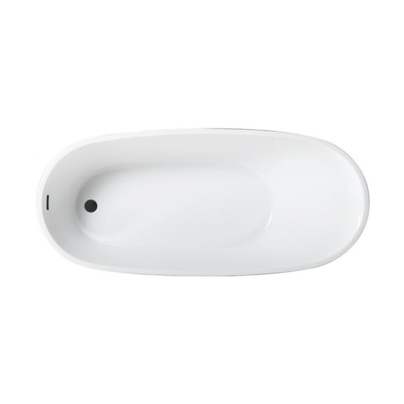 Kingston Brass VTRS723228C310 72-Inch Acrylic Oval Single Slipper Freestanding Tub with Drain in Glossy White/Matte Black