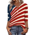 thumbnail image 5 of 250th Anniversary USA Shirts Women 3/4 Sleeve T Shirts Loose Red White and Blue Print Tops Independence Day Patriotic Pullover 4th of July Celebration Party V Neck 1776-2026 Blouses Deep Red XL, 5 of 5