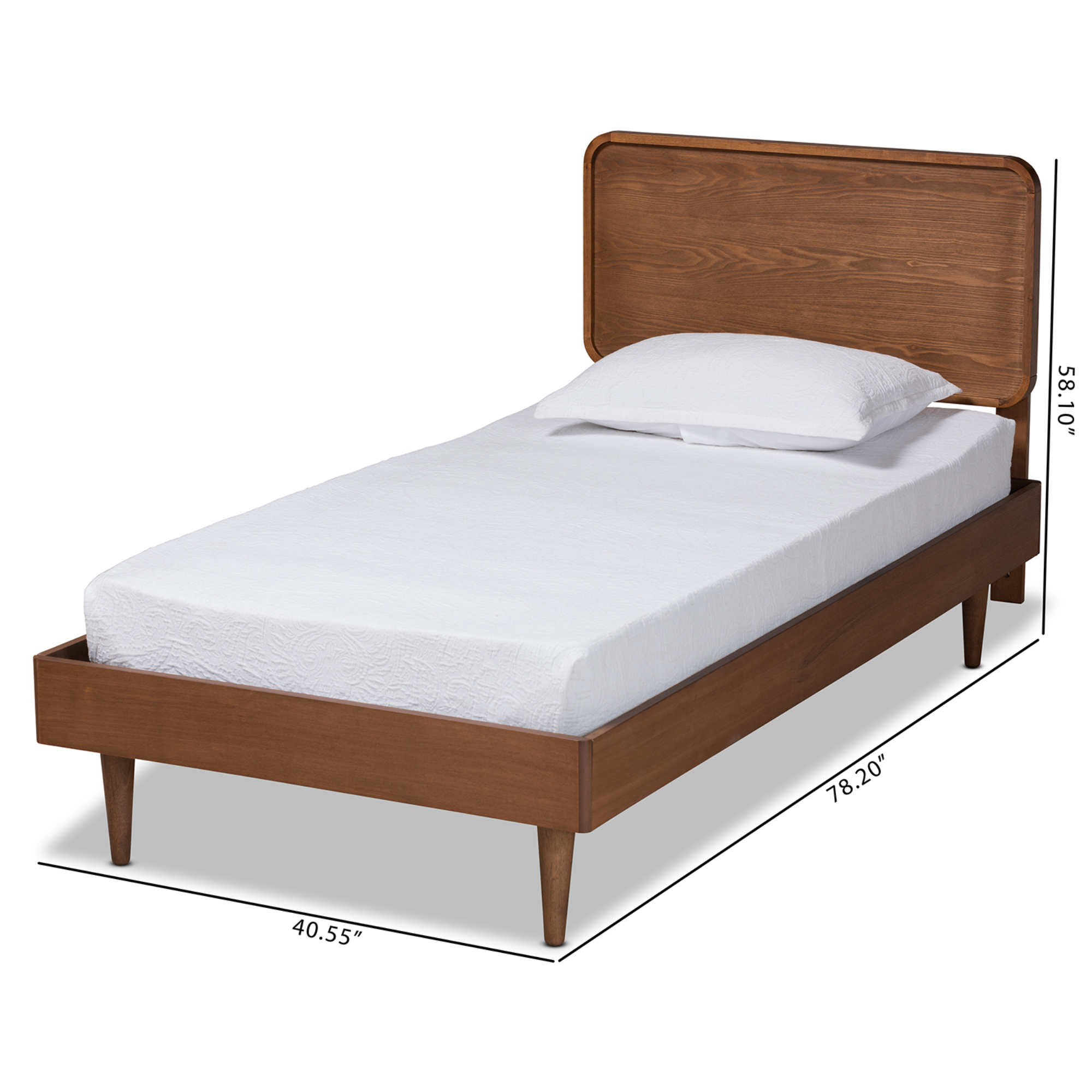 Baxton Studio Gisa Mid-Century Engineered Wood Platform Bed, Twin, Walnut Brown
