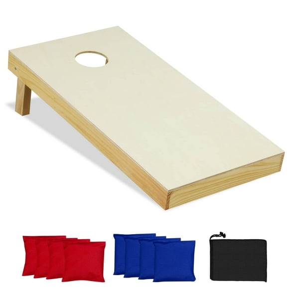 Costway 4'x 2' Portable Corn Hole Game Board Includes 8 Bean Bags Solid Wood