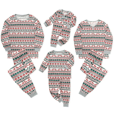 

Viworld Christmas Family Matching Pajamas Set Women Men Kid Baby Deer Snow Printed Tops+Pants Pjs Set Xmas Sleepwear Nightwear