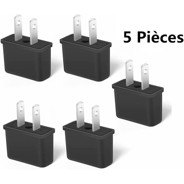 5 enchufes de conversión, enchufe pequeño adaptador estándar de EE. UU., enchufe adaptador de corriente, utilizado en los Estados Unidos, Canadá, Japón y otros países y Taiwán