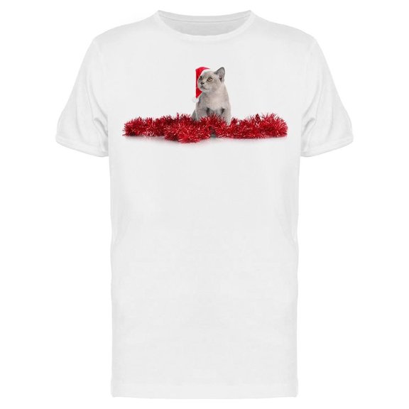 Adorable Kitty W/Santa Hat Tee Men's -Image by Shutterstock Men's T-shirt
