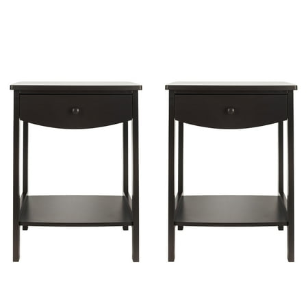 Bedroom Night Tables UBesGoo Set of 2 Two Layers Nightstands Beside End Table Night Stand Bedroom Side Bed Desk Couchside Organizer Storage Cabinet with Drawer Home Furniture ()