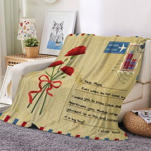 Couverture pour Maman, Couverture Jetée à Ma Mère de la Part de Fille Fils, Cadeaux de Noël Fête des Mères Anniversaire pour Maman Couverture en Flanelle Douce Cadeaux pour Mère -50"x60 Pouces