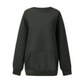 thumbnail image 3 of Xcmzpl Sweatshirts for Women Plus Size Solid Color Round Neck Sweatshirt Athletic Pullover Tops Work Long Sleeve Shirts Early Fall Fashion, 3 of 4