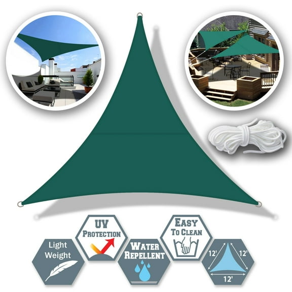 16' Sun Shade Sail UV Top Cover Canopy Triangle for Outdoor Patio Lawn Pool Deck