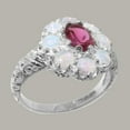 thumbnail image 2 of LBG British Made 14k White Gold Womens Ring Natural Pink Tourmaline & Opal Statement Ring - 33 size options - Size 7.5, 2 of 8