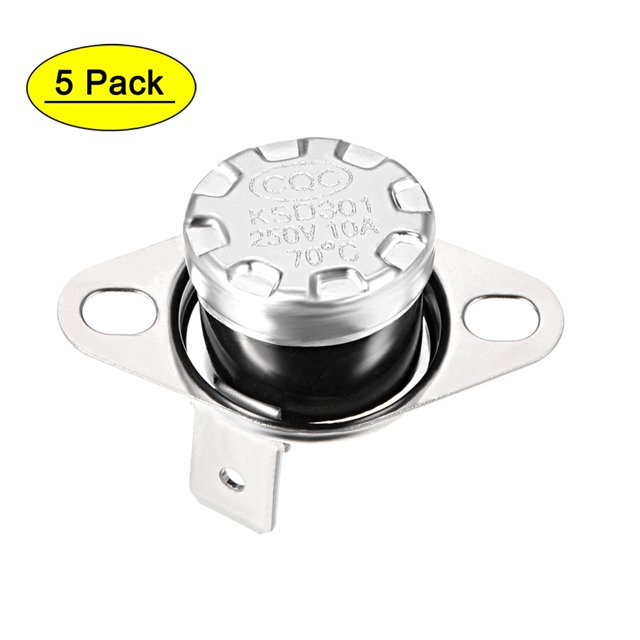 Unique Bargains Temperature Control Switch , Thermostat , KSD301 70°C , 10A , Normally Closed N.C 5pcs