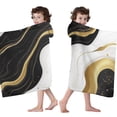 thumbnail image 4 of Black White Gold Marble Pattern Hooded Bath Towel，60"x35" for Ages 3 To 12 Kids, Quick Dry Lightweight Soft Microfiber Hood Beach Towel Cover Up for Kids, 4 of 7