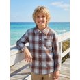 thumbnail image 5 of PureChapter Boys Button Down Shirt Plaid Long Sleeve Shirt with Letter Embroidery, Casual Boys Shirts for 7-15 Years, 5 of 8