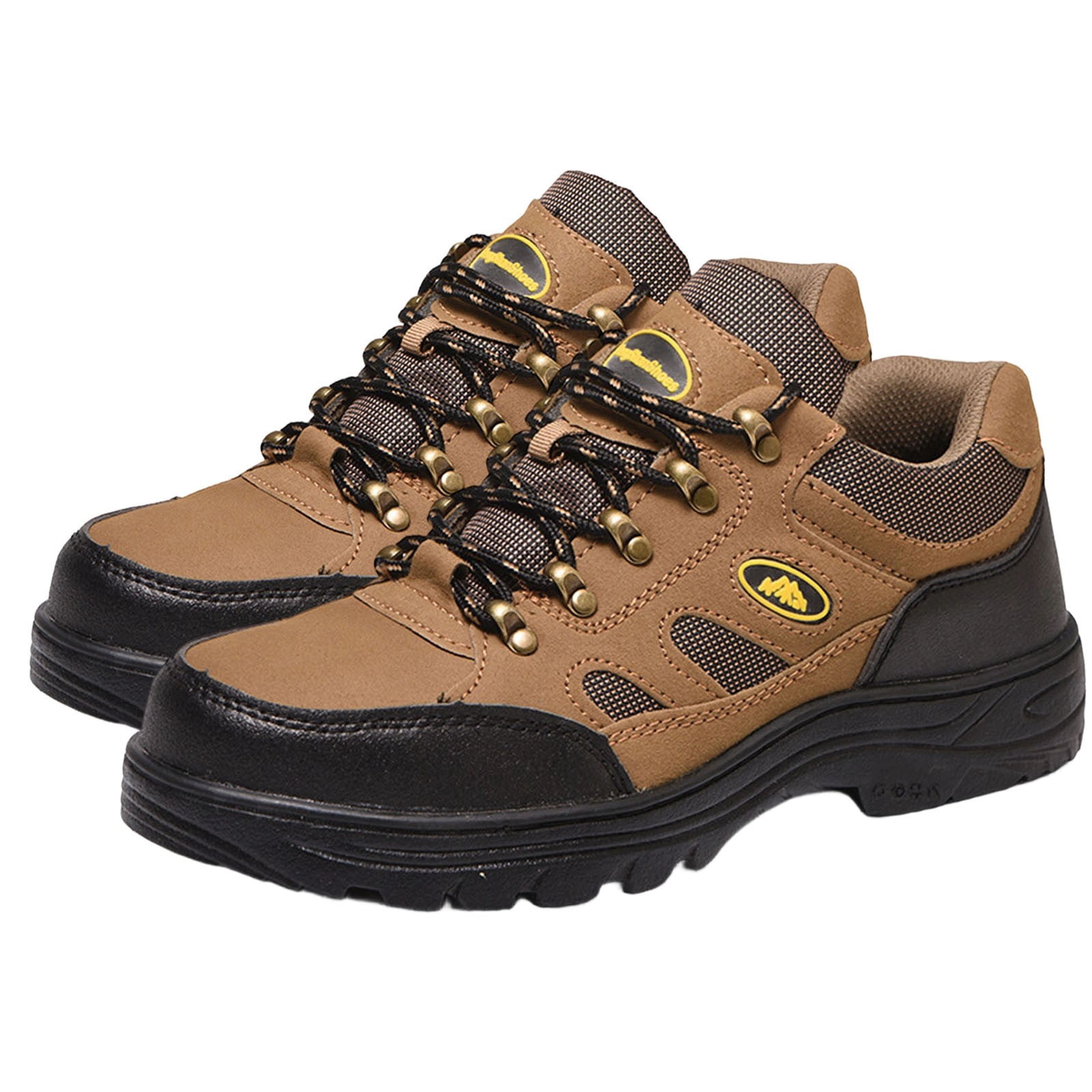 Womens Hiking Boots Low Top Non Slip Trail Shoes Breathable Lightweight Comfortable Walking Sneakers Durable Rubber Outsole Yellow,Size 6