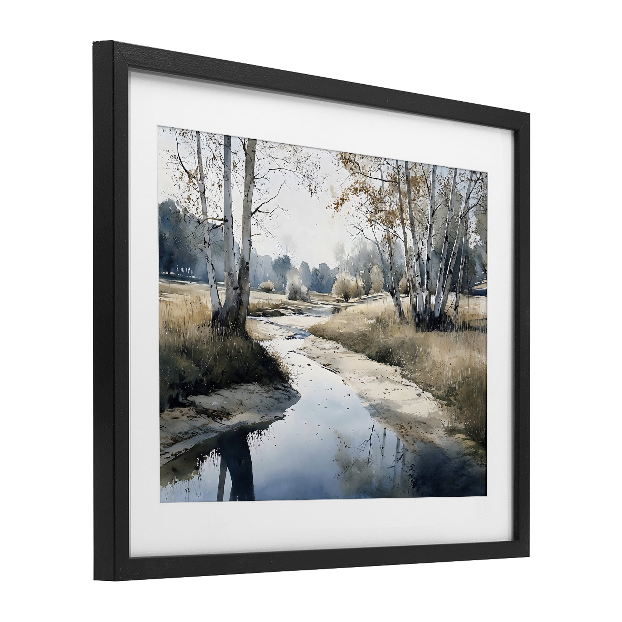 Stupell Industries Birch Tree Creek in Autumn Black Framed Print Under Glass, design by Franklyn Gregory