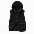 thumbnail image 2 of TARIENDY Womens Fleece Vest with Pocket Hooded Sleeveless Button Down Jackets Fuzzy Warm Casual Coat Vests Lightweight Fall Winter Outerwear Black S, 2 of 5