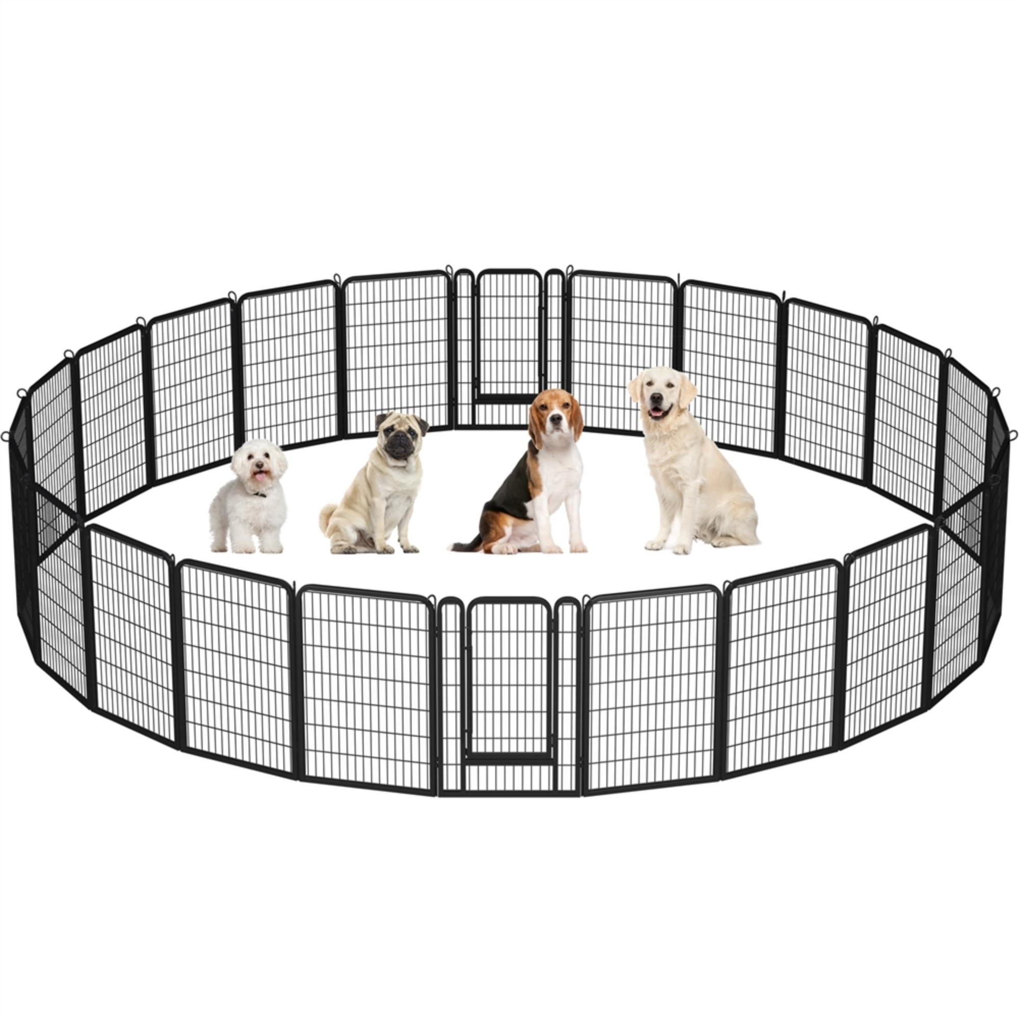Alden Design 39.5″ H 24 Panels Dog Playpen with Door, Black