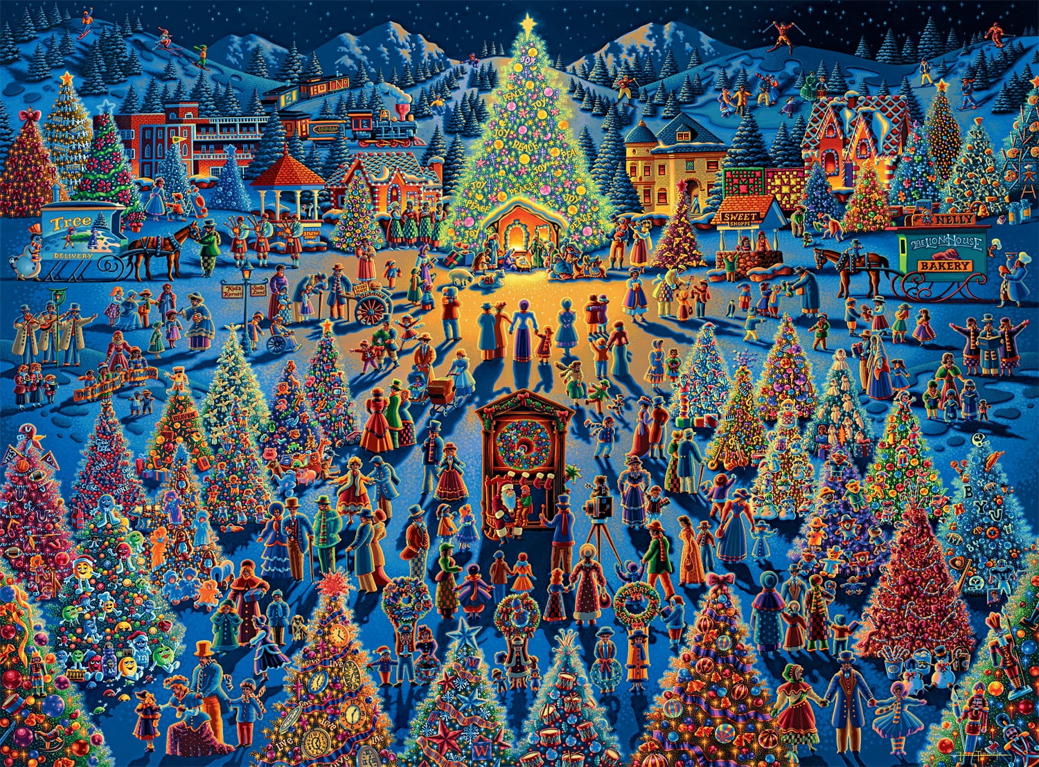 Buffalo Games Dowdle Festival of Trees Puzzle imbriqué de 1000 pièces pour adultes de 14 à 99 ans