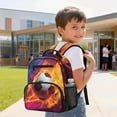 thumbnail image 3 of KUIFORTI Fire Football Boys Backpack Kids School Bag Durable Polyester Adjustable Straps Multiple Storage Pockets for Preschool Kindergarten Back to School Supplies, 3 of 7