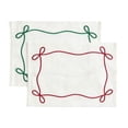 thumbnail image 7 of Linen Placemats, Embroidered Placemats, Bow Embroidery Festive Table Decorations, Natural Cotton Linen Wrinkle Resistant Tablecloth Props 19.68x11.81 Inches, 7 of 7