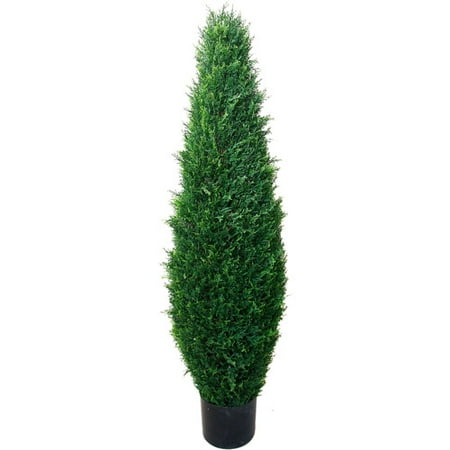 Faux Indoor Plants 41 Inch Artificial Cyprus Tree – Large Faux Potted Evergreen Plant for Indoor or Outdoor Decoration at Home or Office by Pure Garden ()