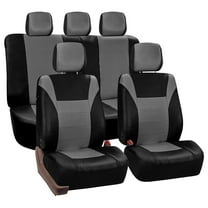 FH Group Universal Fit Faux Leather Car Seat Covers for SUV, Truck Split Rear Bench Full Set - Gray