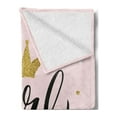 thumbnail image 2 of Girl Boss Soft Flannel Fleece Throw Blanket, Dots Crown and Calligraphy Feminist Slogan Graphic, Cozy Plush for Indoor and Outdoor Use, 60" x 80", Rose Dark Yellow, by Ambesonne, 2 of 5