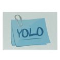 thumbnail image 1 of YOLO Cutting Board, Abbreviation of Popular Contemporary Slogan on a Memo Post Theme, Decorative Tempered Glass Cutting and Serving Board, Small Size, Grey Blue and Pale Blue, by Ambesonne, 1 of 1