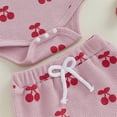 thumbnail image 4 of WUANDIXFA Cherry Baby Outfit Girl Clothes Rib Knit Romper & Shorts Waffled Baby Clothes for Girls 0 3 6 12 18M (Red, 12-18 Months), 4 of 7