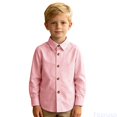 thumbnail image 2 of Fozruso Boys Striped Button-Down Shirts Long Sleeve Collared Dress Shirts School Uniform Shirts for Toddler and Kids, 2 of 7