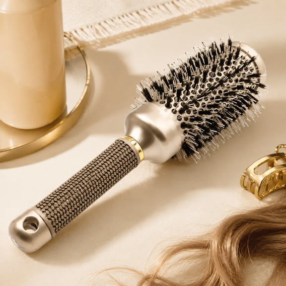 Round Brush for Blow Out, Medium Round Hair Brush Nano Thermal Ceramic & Ionic Tech, for Blow Drying & Styling, Curling and Shine - 1.96 inch Barrel w/Boar Bristles
