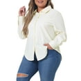 thumbnail image 4 of Agnes Orinda Plus Size Faux Leather Shirts for Women Long Sleeves Button Motorcycle Casual Jacket, 4 of 5
