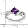 thumbnail image 3 of 14K White Gold Square Amethyst And Diamond Ringsize 7 (Width 1.7 To 4.7) - Jbsp, 3 of 5