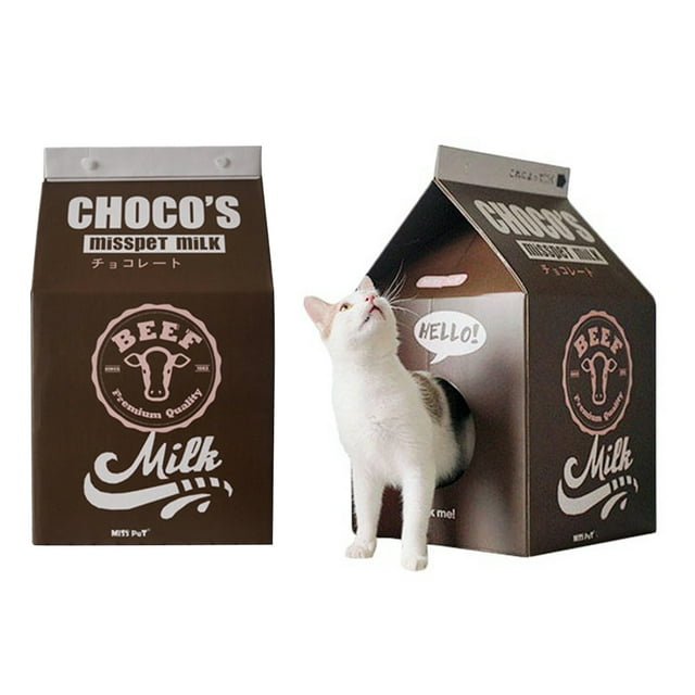 Cat House Milk Box Shape Foldable Sturdy Cat Scratch House Cat Scratch Toy