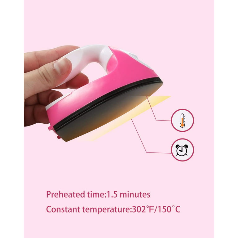 Mini Heat Press Machine Temperature Heat Press Iron Portable Handy Electric Iron with Charging Base Accessories for Transfer Vinyl Projects Clothes