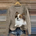 thumbnail image 2 of Luwomo Womens Sweatshirts 2025 Christmas Corgi 3D Graphic Print Round Neck Long Sleeve Tops Street Trend Thick Blouses,Z2 Khaki,S, 2 of 3