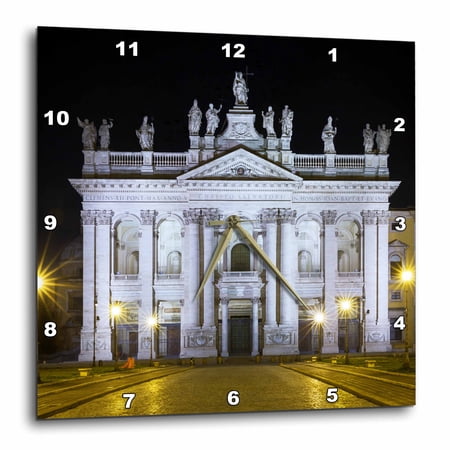3drose, Basilica of St. John Lateran in Rome Italy at Night, 15x15 Wall Clock