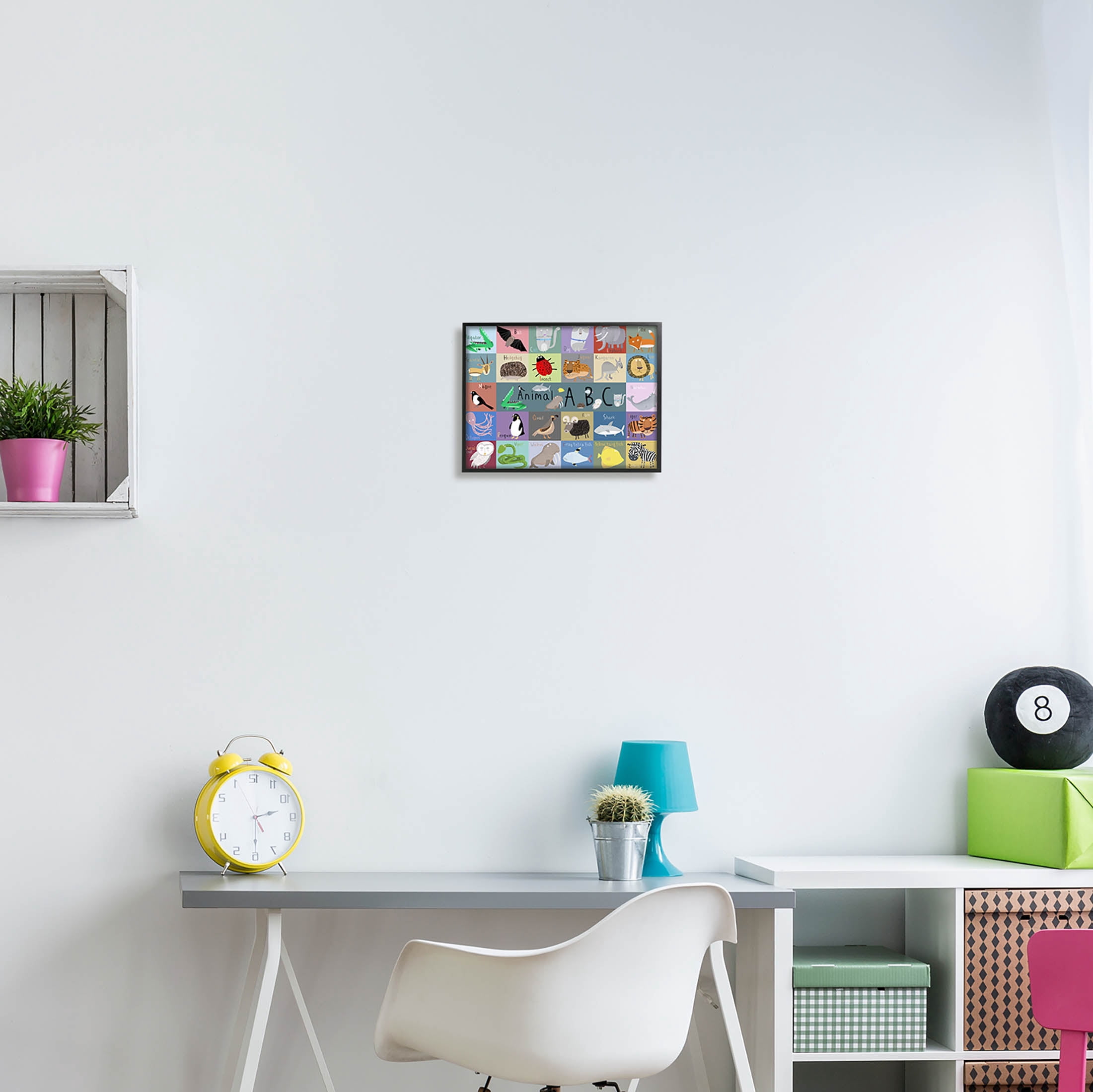 Stupell Industries Various Animal Alphabet Learning Graphic Art Black Framed Art Print Wall Art, Design by Carla Daly